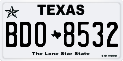TX license plate BDO8532