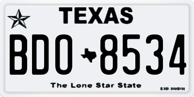TX license plate BDO8534