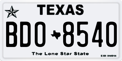 TX license plate BDO8540