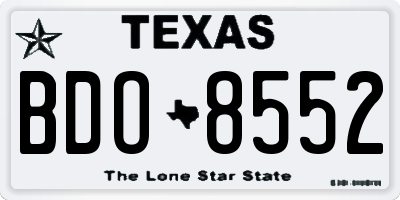 TX license plate BDO8552