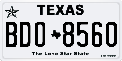 TX license plate BDO8560