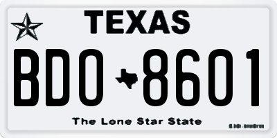 TX license plate BDO8601