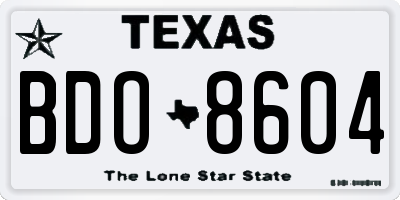 TX license plate BDO8604