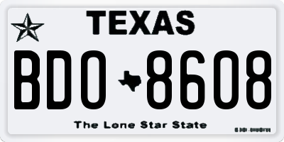 TX license plate BDO8608