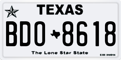 TX license plate BDO8618