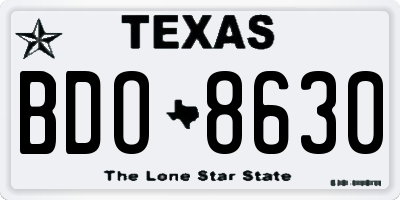 TX license plate BDO8630