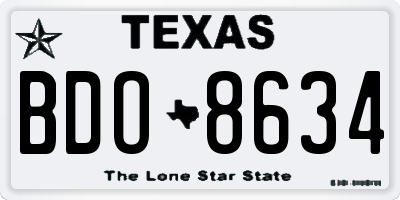 TX license plate BDO8634