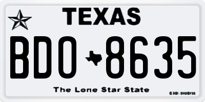 TX license plate BDO8635