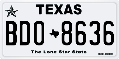 TX license plate BDO8636
