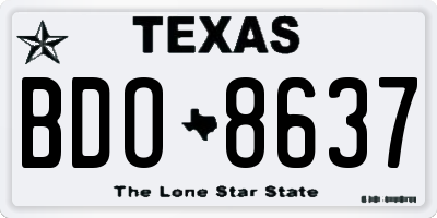 TX license plate BDO8637
