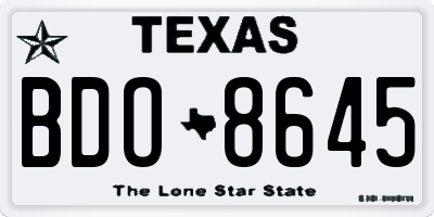 TX license plate BDO8645