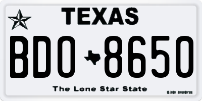 TX license plate BDO8650