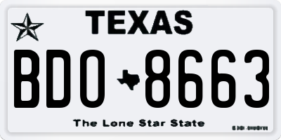TX license plate BDO8663