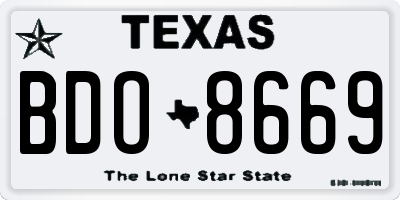 TX license plate BDO8669
