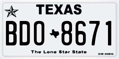 TX license plate BDO8671