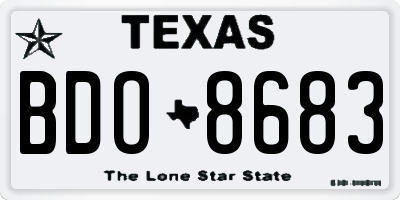 TX license plate BDO8683