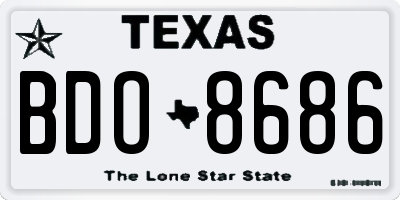 TX license plate BDO8686