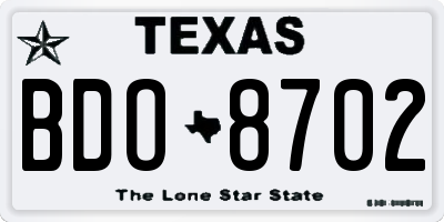 TX license plate BDO8702