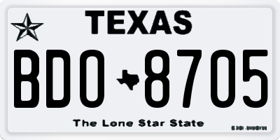 TX license plate BDO8705