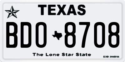 TX license plate BDO8708