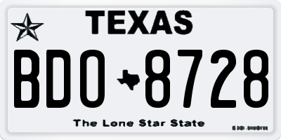 TX license plate BDO8728