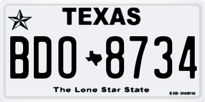 TX license plate BDO8734