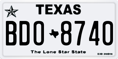 TX license plate BDO8740