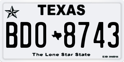 TX license plate BDO8743