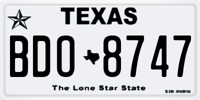 TX license plate BDO8747