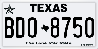 TX license plate BDO8750