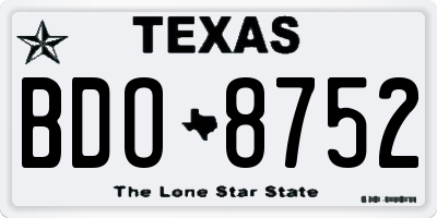 TX license plate BDO8752