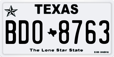 TX license plate BDO8763