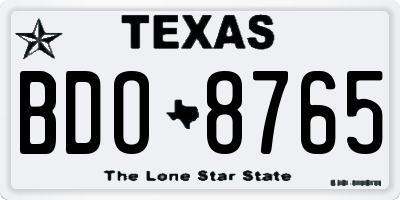 TX license plate BDO8765