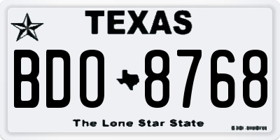 TX license plate BDO8768