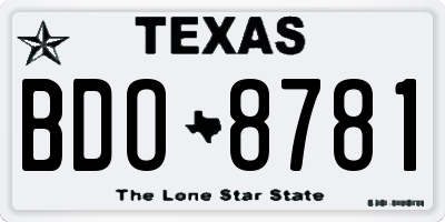 TX license plate BDO8781