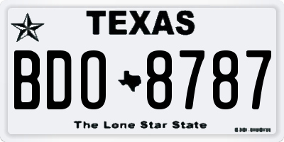 TX license plate BDO8787