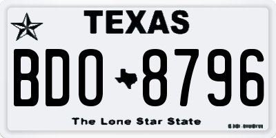 TX license plate BDO8796