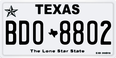 TX license plate BDO8802