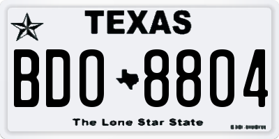 TX license plate BDO8804