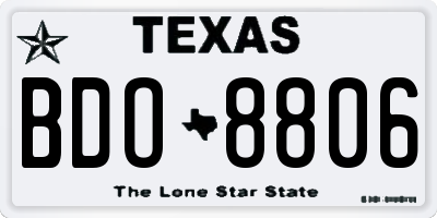 TX license plate BDO8806