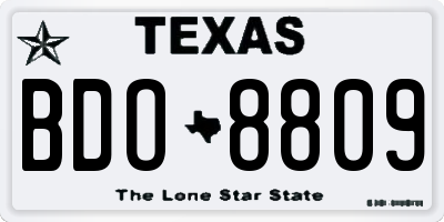 TX license plate BDO8809
