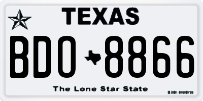 TX license plate BDO8866