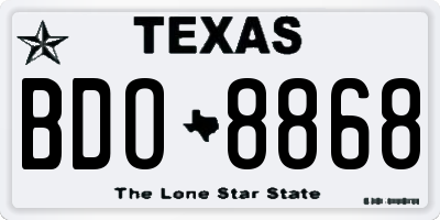 TX license plate BDO8868