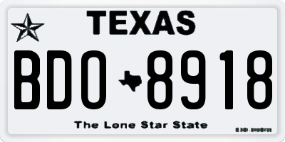 TX license plate BDO8918