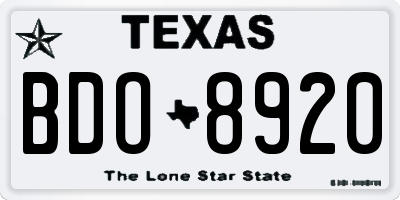 TX license plate BDO8920