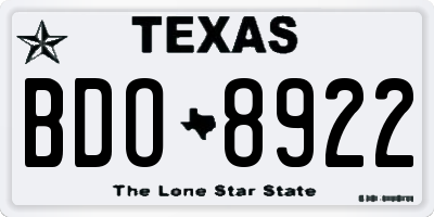 TX license plate BDO8922