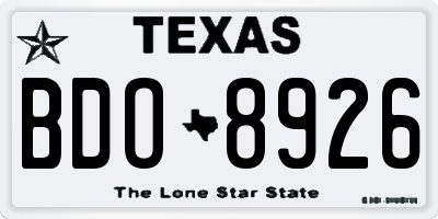 TX license plate BDO8926