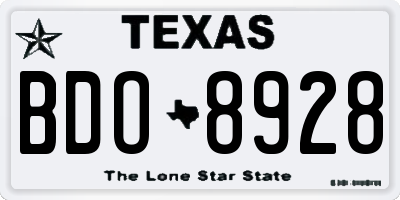TX license plate BDO8928
