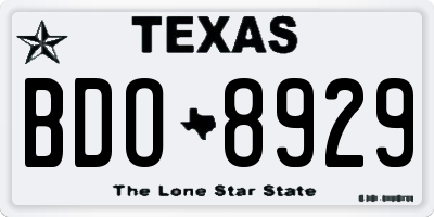TX license plate BDO8929