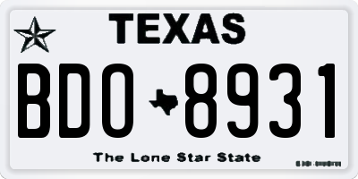 TX license plate BDO8931